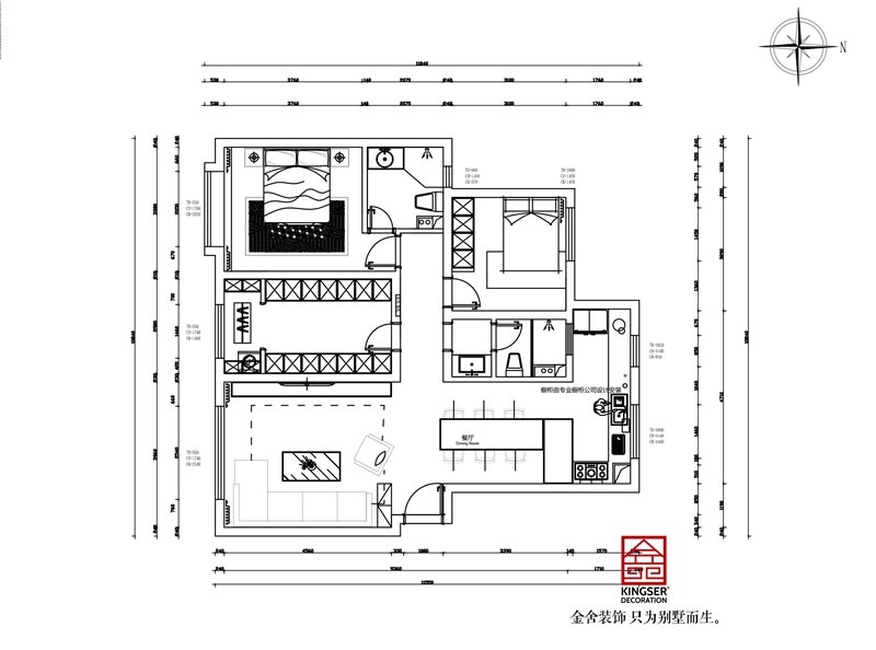 國赫天著130㎡戶型平面布置圖