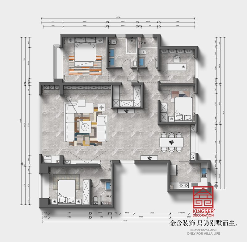 錦江府188平四室兩廳三衛(wèi)戶(hù)型解析